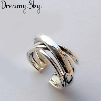 

Retro Vintage 925 Sterling Silver Irregular Chains Rings For Women Girls Valentines Gifts Gothic Rings