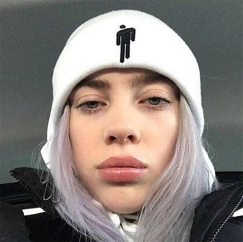 Вязаная зимняя шапка Billie Eilish, однотонная вязаная шапка в стиле хип-хоп Skullies, аксессуар для костюма, теплая зимняя шапка