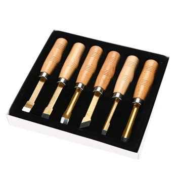 

JEYL 6Pcs Gilded Lathe Carving Chisels DIY Hand Carving Chisels Knives Gouge Tool Set for Wood Clay Leather Carving Cutting