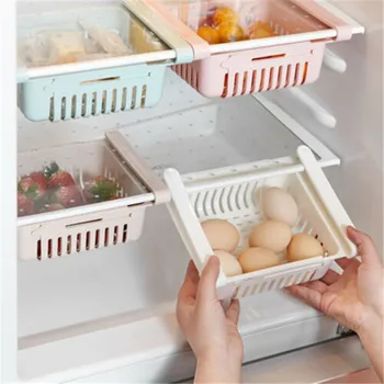 

Kitchen Organizer Adjustable And Stretchable Fridge Vegetable Fruit Organizer Fresh Spacer Layer Storage Rack Drawer Basket
