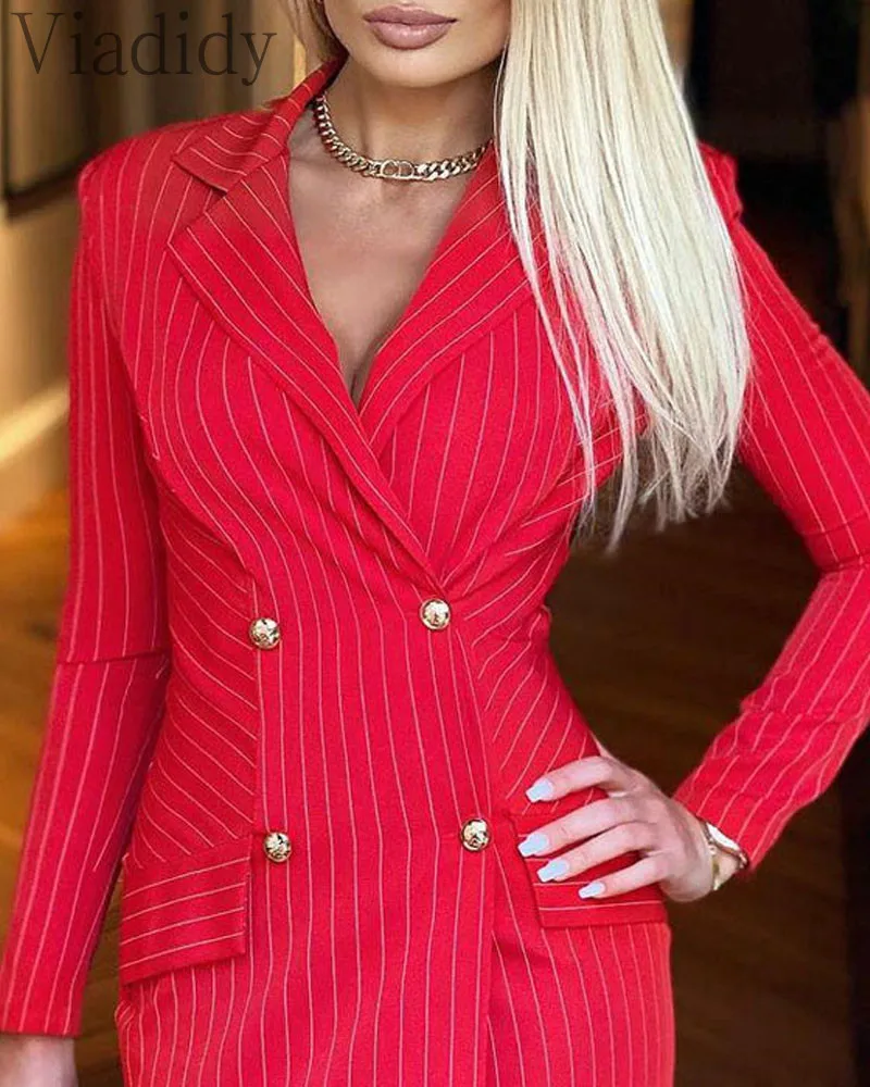 striped long blazer