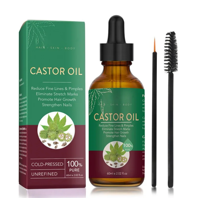 60ml Castor Oil Eyelashes Growth Nail Health Serum Long Thick Hair