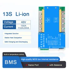 

13S 14S 100A 150A 200A BMS Battery Protection Board for Li-ion Battery with Balance Same Port and Temperature Control