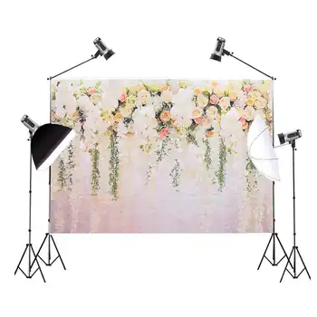 

White Rose Flower Wedding Photography Backdrops Wall Background Cloth Wedding Scene Decor Studio Props 150cmx210cm