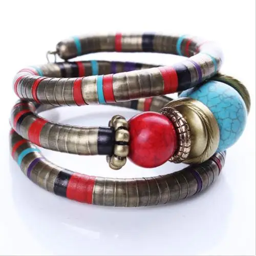 Women  Fashion Bracelet Jewelry Silver Color Faux  Boho Adjust Bangles Charm Chic Beads Bracelets 3