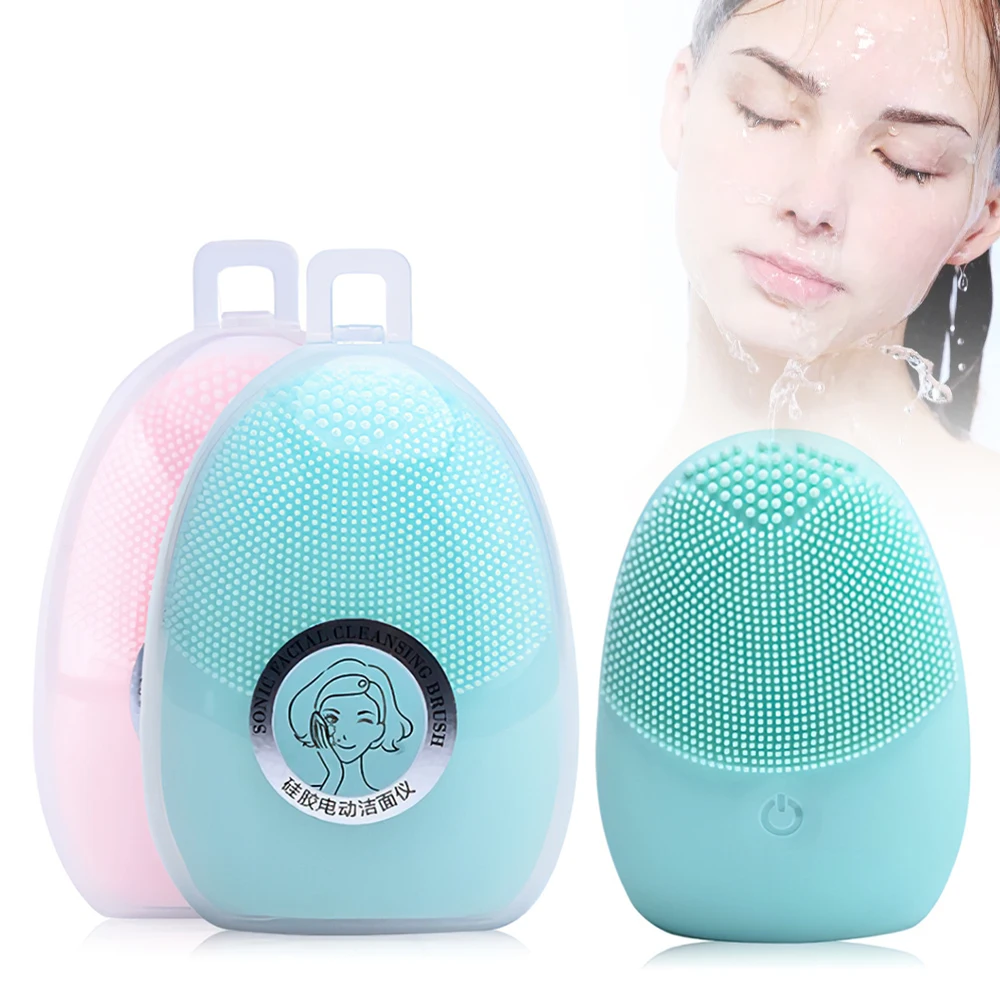 Mini Electric Facial Cleansing Brush Silicone Sonic Face Cleanser Deep