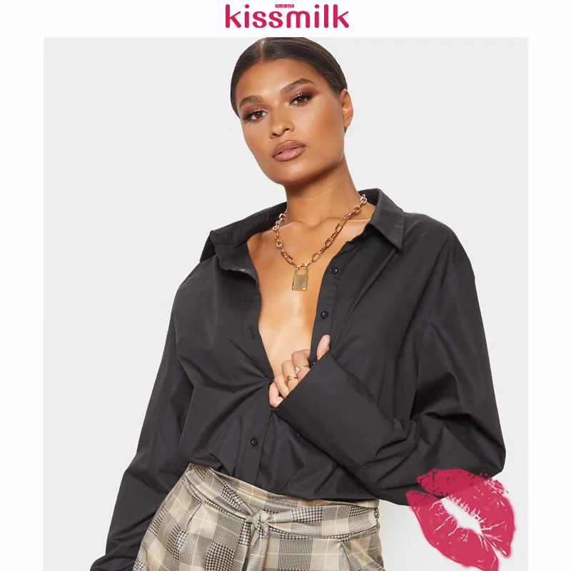 

Kiss Milk Europe And America Large Size Fat Mm Simple Large Size Fashion Boyfriend Shirt