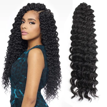 

XISHXIUHAIR22 Inch Deep Wave Twist Crochet Hair Natural Synthetic Braid Hair Ombre Braiding Hair Extensions Low Tempreture Hair