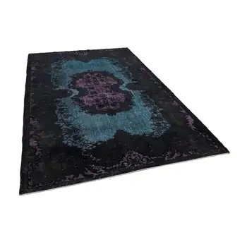 

195x302 Cm Black Handmade Over Dyed Rug-6x10 Ft