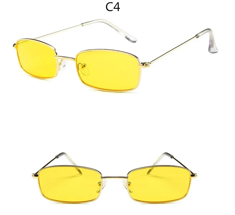 Бренд MxCK, унисекс, маленькие прямоугольные ретро солнцезащитные очки, фирменный дизайн, красная металлическая оправа, прозрачные линзы, солнцезащитные очки