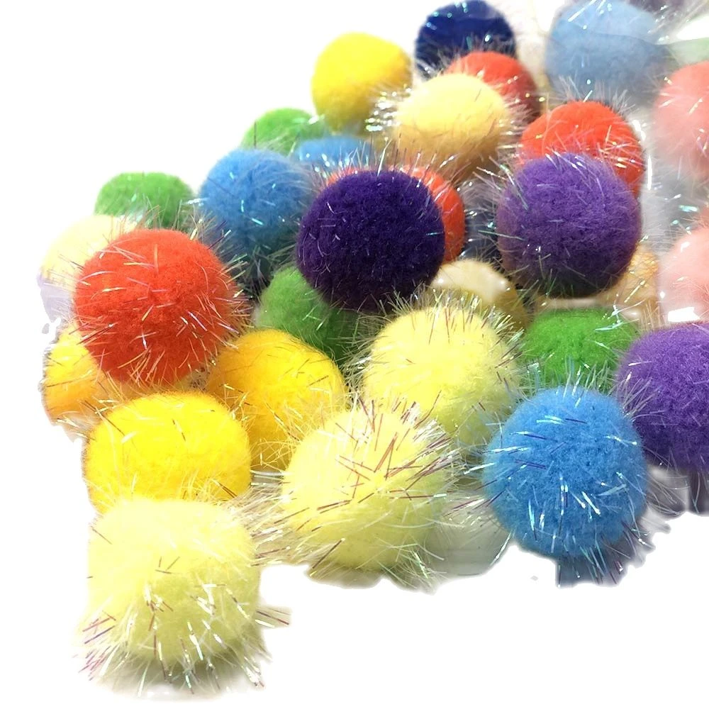 3cm 100balls Glitter Pom Pom Balls Sparkle Balls My Cat's Time Favorite Toy Tinsel Pom Poms Assorted Color|Party DIY Decorations| AliExpress
