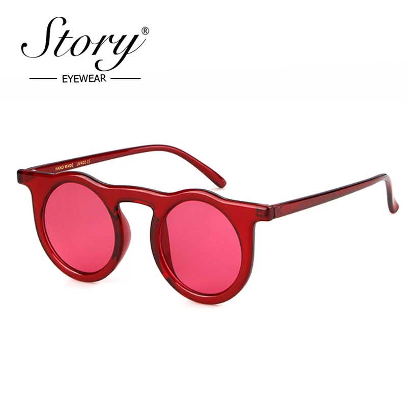 Винтажные Ретро красные маленькие круглые солнцезащитные очки брендовая