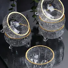 6 Pieces Crystal Gilded Glass 3-6legged Luxury Turkish Delight Snack Bowl