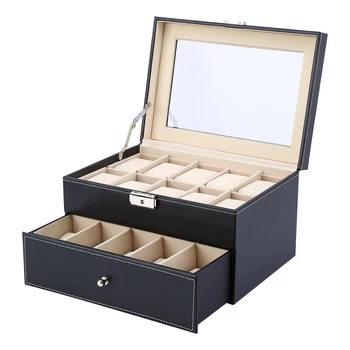 

20 Grids PU Leather Wood Watch Display Case Fashion Soft interior Jewellery Storage Box Bracelet Tray Holder Organizer