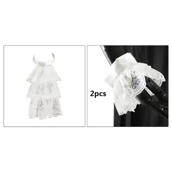 

Retro Pleated Cuffle Flare Fake Sleeve Cuffs Fluffy Floral Lace False Collar Tie