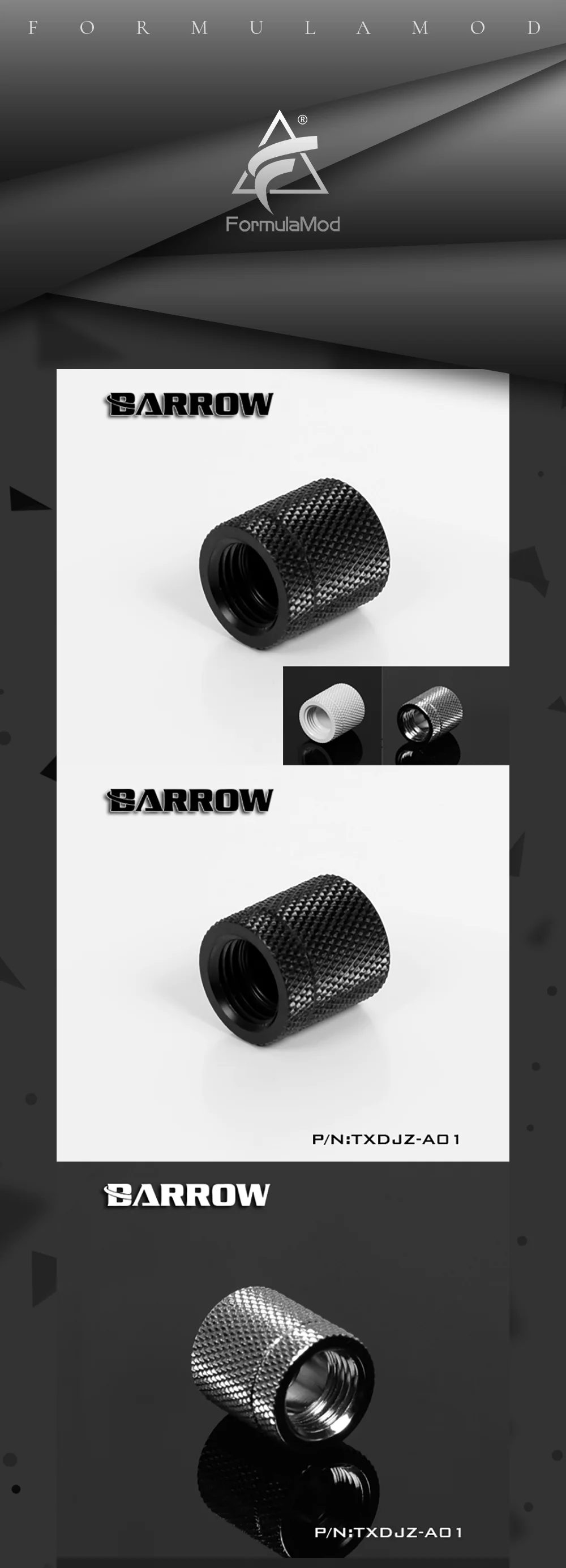 Barrow TXDJZ-A01, Double Internal Thread Rotating Fittings, Black/Silver/White Female To Female 360 Degree Rotation Fittings  