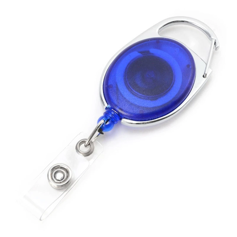 

NEW-Badge holder winder with belt clip retractable carabiner id card visit card holder roller Blue