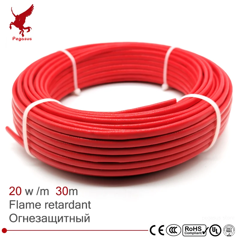 30 м 220 В 5 6 мм PTFE огнестойкий паралл Постоянная мощность нагревательный кабель