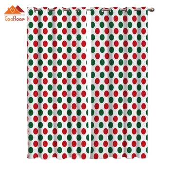 

Red And Green Dots Decorate Christmas Geometry Window Curtains Living Room Outdoor Fabric Drapes Curtain Home Decor