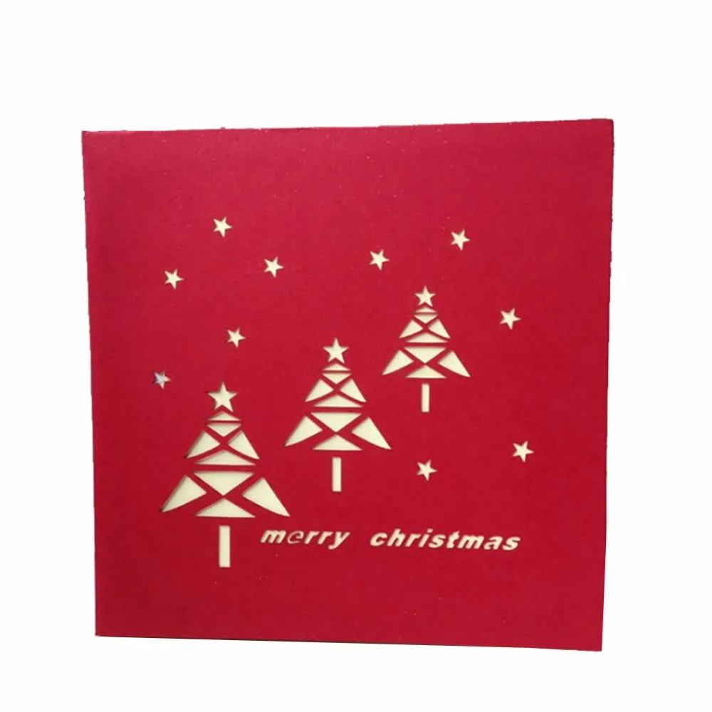  Christmas 3D Happy Tree Christmas Cards Greeting Handmade Paper Card Personalized Keepsakes Postcar - 4000235857206
