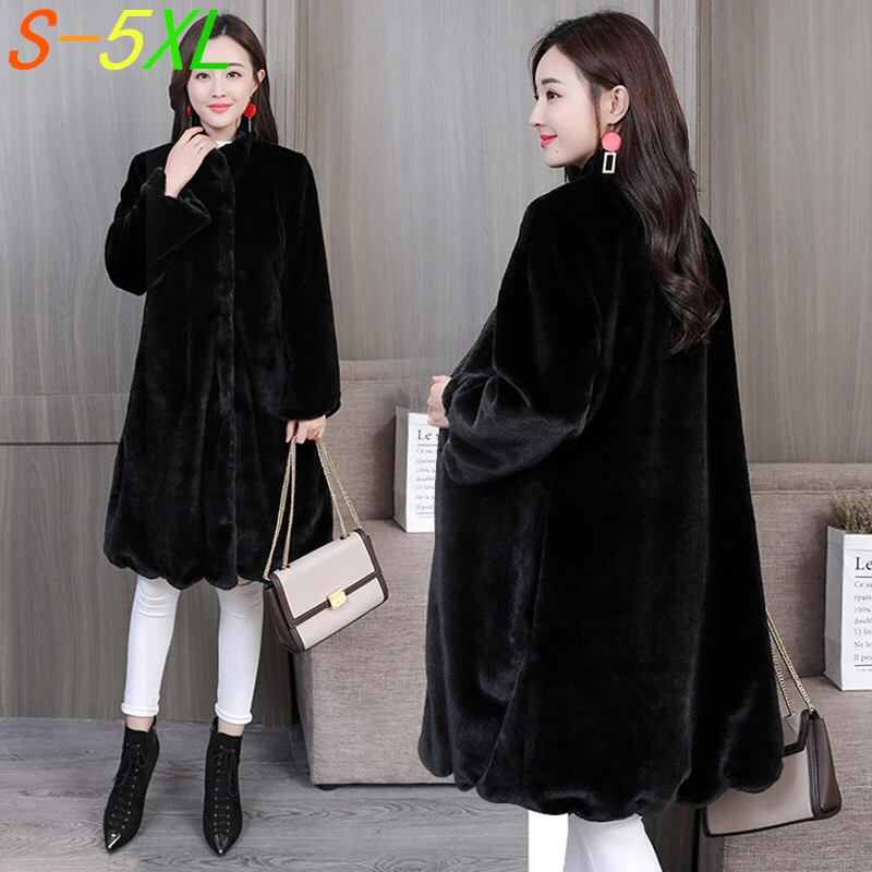 2021 Winter Faux Mink Fur Jacket Coat For Women's Warm Parka Female Long Plus Size Womens Thick Outwear | Женская одежда