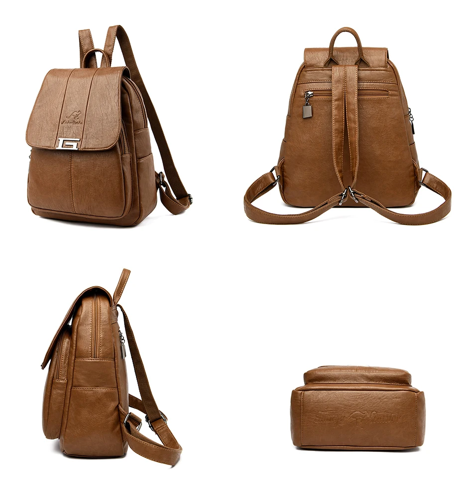 High Quality Leather Backpack Woman New Arrival Fashion Female Backpack String Bags Large Capacity School Bag Mochila Feminina