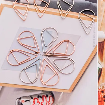

10 pcs/lot Lovely Water Drop Small Folder Stationery Gift Book Markers n Student Supply w45 Escolar Metal Paper Clip