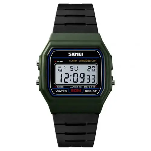 Army Green Модные студенческие светящиеся Спортивные Повседневные мужские часы унисекс с цифровой датой - Цвет: Army Green