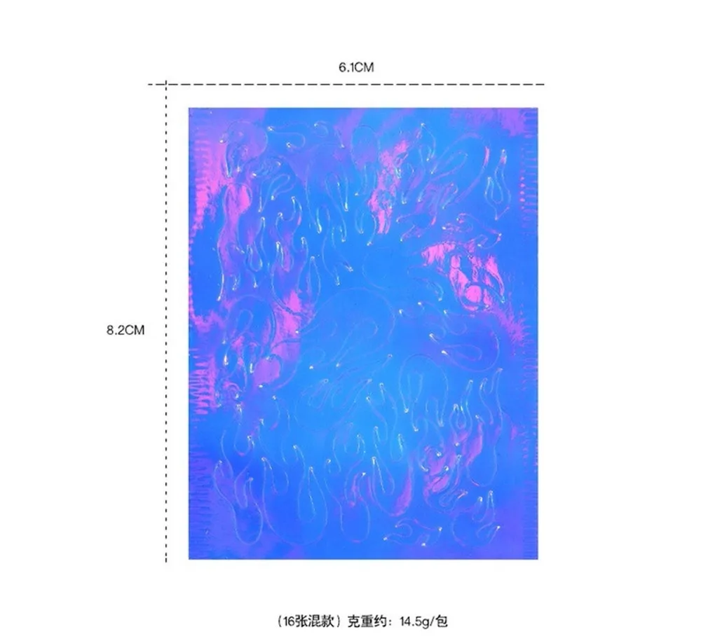 16pcslot Fire Holographic Nail Sticker Leaf Self Adhesive Decal Thin Laser Stripe Sticker Diy Nail Foil New Nail Art Sticker (17)