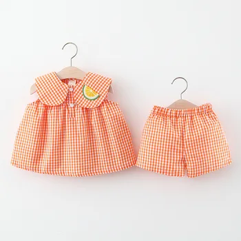 

(4 sets/lot) 2020 Summer Girl's Cothing Set Plaid 042301