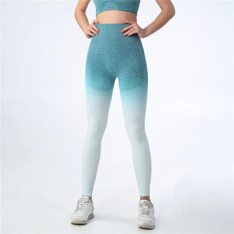 Green Pants Укороченный топ с эффектом омбре, рубашки для йоги для женщин, бесшовные Топы с длинным рукавом для тренировок, рубашки для спортзала с отверстием для большого пальца, фитнес-укороченный топ, рубашка Mujer - Цвет: Green Pants