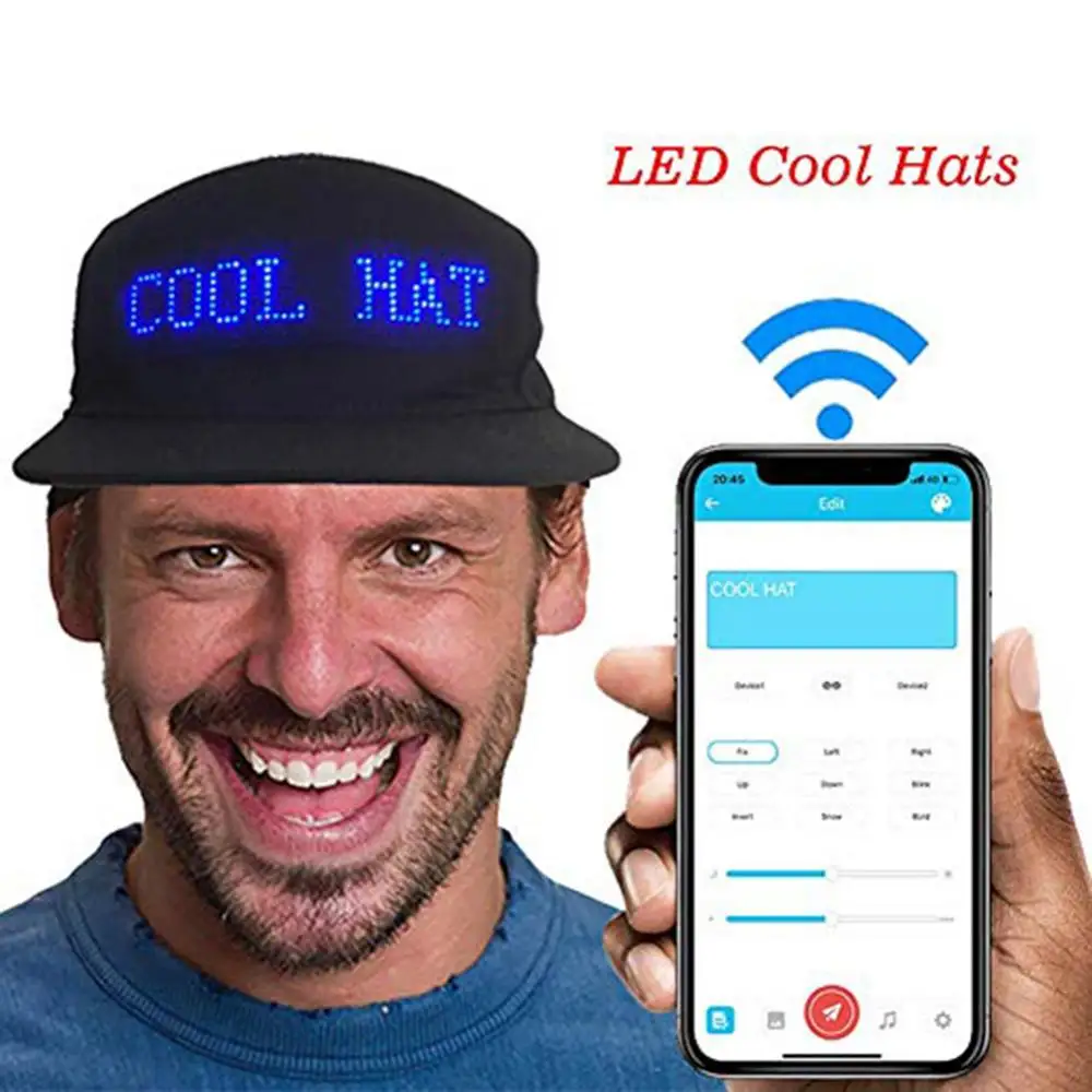 Hot Sales Luminous LED Display Multilanguage Wireless Bluetooth-compatible Led Baseball Cap Sun Hat Dropshipping 4
