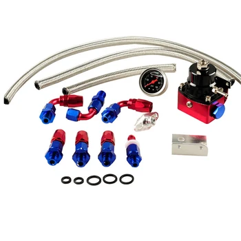 

Universal Adjustable high Fuel Pressure PSI Regulator w/ Oil Gauge Hose Fitting Injected Fit Oil cooler kit