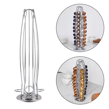 

Rotating Rack Coffee Capsule Stand 40 Cups Nespresso Coffee Pods Holder Coffee Shop Capsule Organizer Storage Holder for Home sd