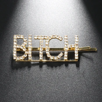 

100Pcs/Lot Korean Fashion Hair Pins Hairpin Wholesale Custom side clip Letter Hair Clips For Women Sexy BITCH Slut Hair Jewelry