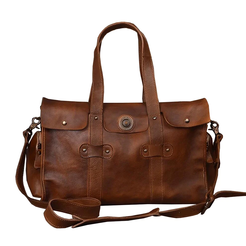 ROCKCOW растительного дубления кожаная дорожная сумка мужские дорожные сумки