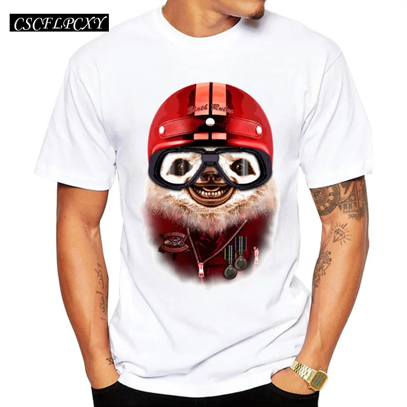 

2019 Creative Sloth Rules Design Men Fashion T Shirt Cute Sloth Printed Tops For Boy Short Sleeve Casual T-shirt