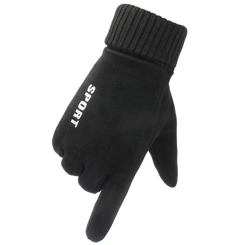 New Men and Women Winter Plus Velvet Warm Gloves Suede Outdoor Sports Cycling Ski Windproof Non-Slip Touch Screen Gloves 2021 winter new women s gloves suede plus velvet thickening outdoor warm cycling driving hiking touch screen windproof gloves