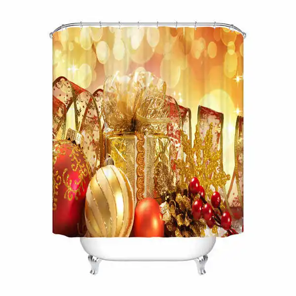 Shower Curtain Пользовательские Водонепроницаемый душ Шторы красный Рождественская елка напечатаны Ванная комната Декор различные размеры#180324-01-32 - Цвет: Shower Curtain