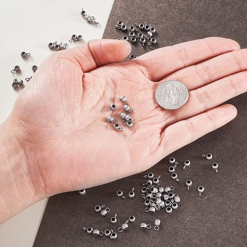 100pcs 304 Stainless Steel Hanger Links Rondelle Bail Beads for Jewelry Making DIY Findings 7mm 9mm