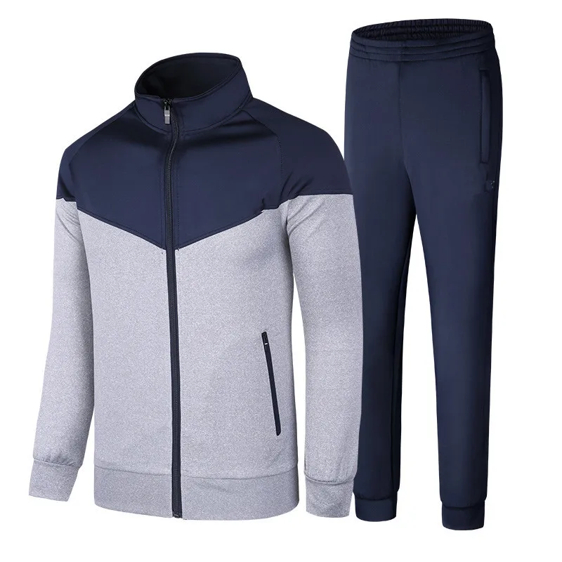 Брендовый спортивный костюм для мужчин из двух предметов, комплекты одежды, повседневная куртка+ штаны, мужской спортивный костюм, спортивная одежда на осень и зиму, спортивные костюмы, размер M-5XL - Цвет: Dark Blue