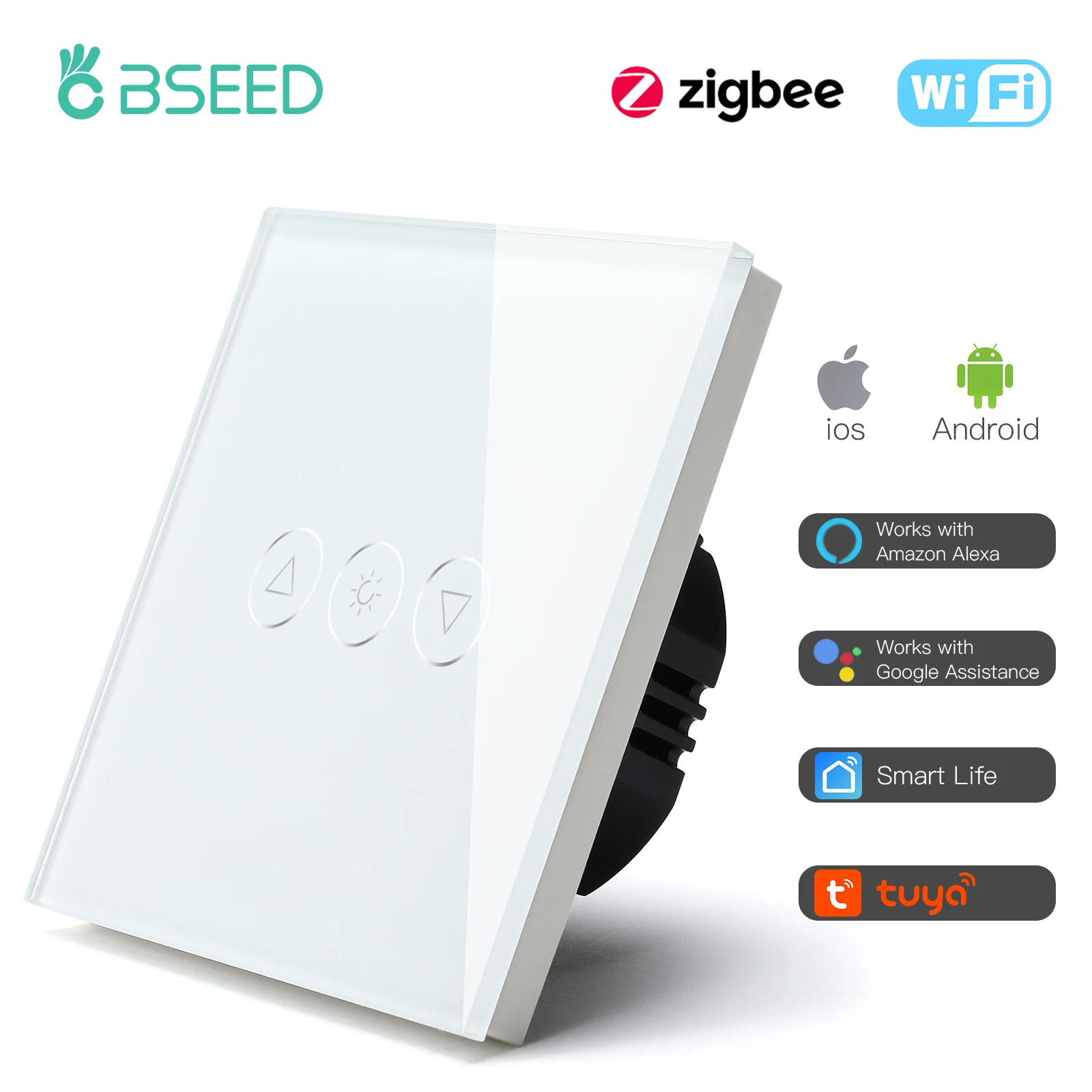 Bseed EU รัสเซียใหม่ Zigbee Touch Wifi Light Dimmer สมาร์ทสวิทช์สีขาวสีดำทองสีเทาสีทำงานร่วมกับ Smart Life google Alexa 1