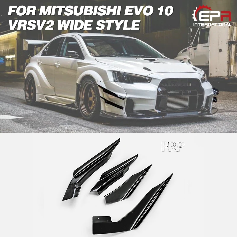 

Car-styling For Mitsubishi X EVO 10 VRSV2 Wide Style Fiberglass Double Hyper Canard FRP Fiber Glass Front Bumper Splitter Set