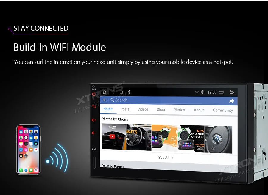 XTRONS " ips Универсальный Android 9,0 Восьмиядерный 2G 32G Автомобильный стерео Мультимедийный плеер двойной din gps 2.5D изогнутые очки wifi без DVD