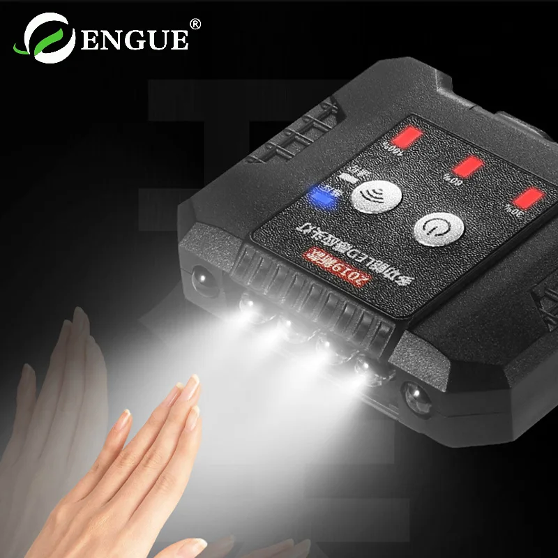 

Lynn Valley Night Fishing LED Rechargeable Headlamp Wave Hand Sensing Fishing Lights with Remote Control Cap Lamp mao yan deng E