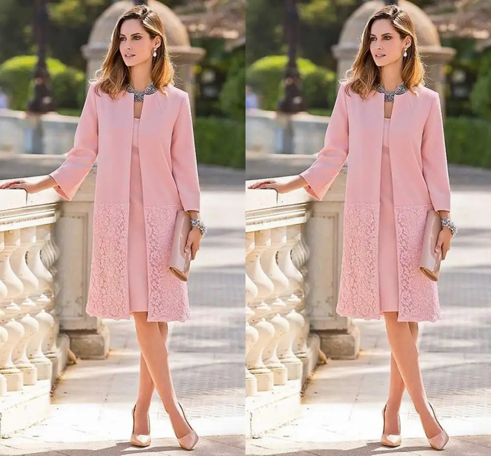 

Mother Of The Bride Groom Dresses Set 2020 Vintage Short Pink Jacket Outfit Wedding Party Gown kurti vestido de madrinha farsali