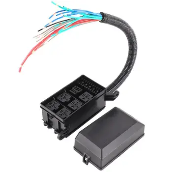 

12-Slot Fuse Relay Box Kit 6 Relays Box K 6 ATC/ATO Fuses Holder Block for Automotive and Boat Car Marine Engine Bay