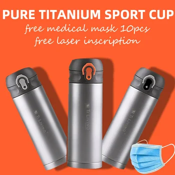 

Titanium Thermos Sport Vacuum Flask Insulatio Water Bottle One-Hand-Open 400ml Coffee Tea Cup Kettle Travel Business On-board