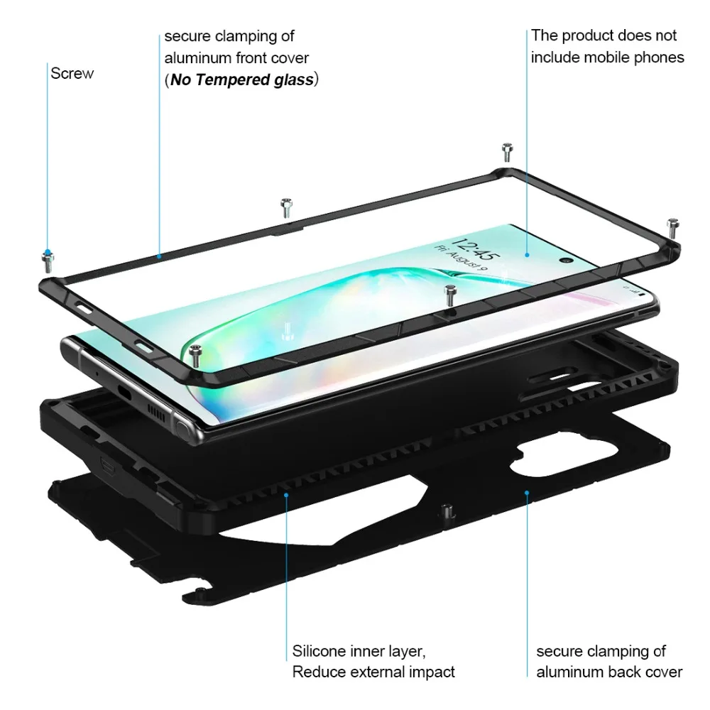 Открытый спортивный армейский Тактический противоударный металлический силиконовый чехол для телефона samsung Galaxy Note 10 Plus сверхмощная защита