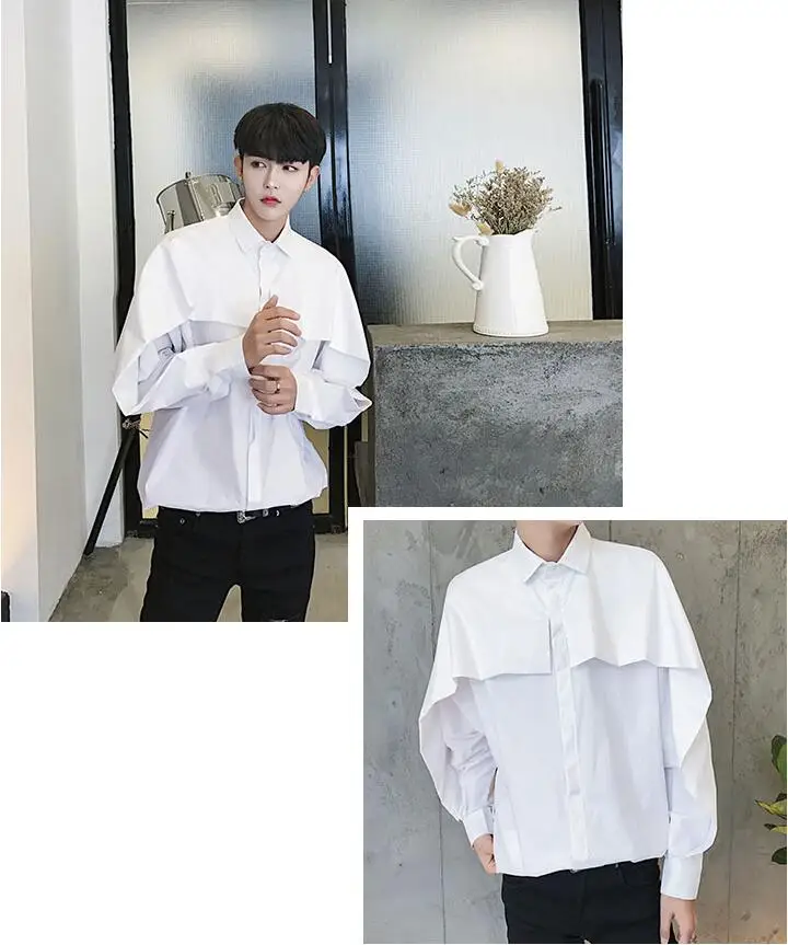 SHENGYUJIN Autumn Japanese Harajuku style personality shirt male loose literary simple dark Sen casual shirt hair stylist tide